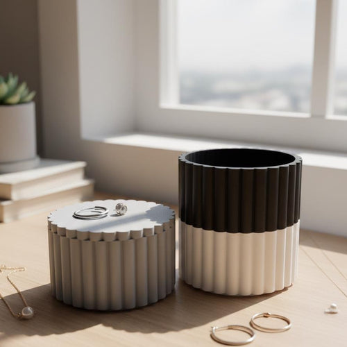 3-Tier Stacking Fluted Jewelry Box | Modern Modular Trinket Tray Set