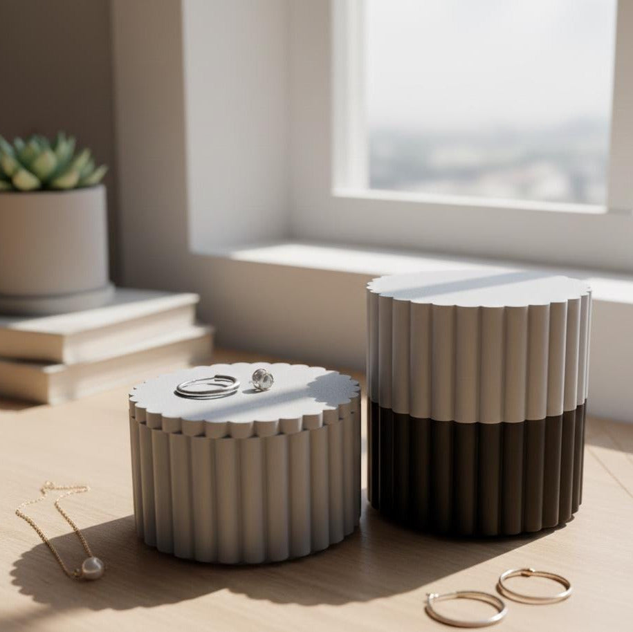 3-Tier Stacking Fluted Jewelry Box | Modern Modular Trinket Tray Set