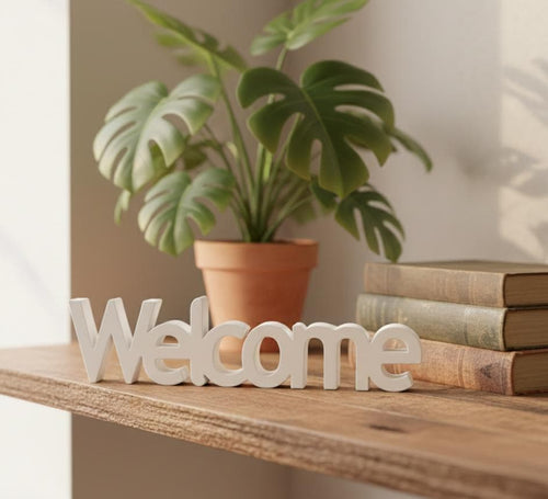 3D Printed Welcome Sign – Modern Minimalist Freestanding Home Décor