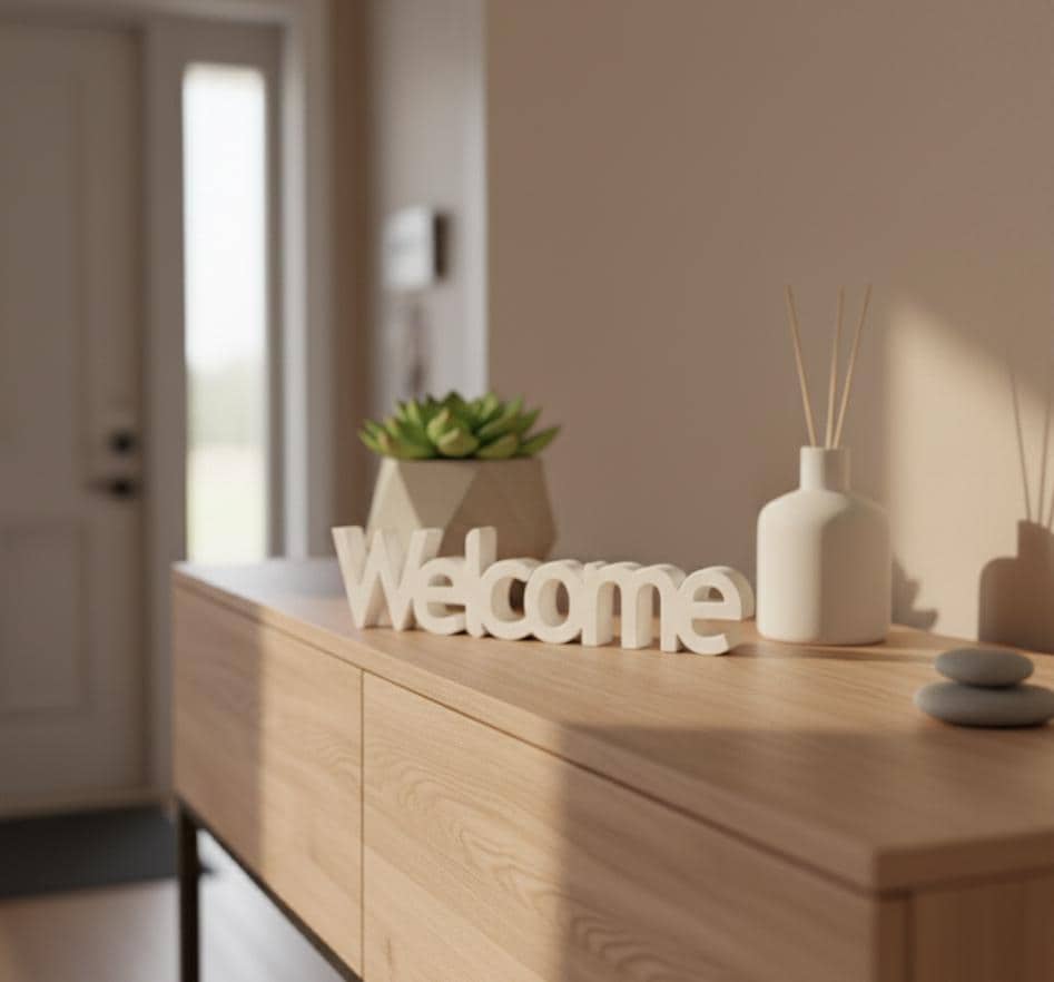 3D Printed Welcome Sign – Modern Minimalist Freestanding Home Décor