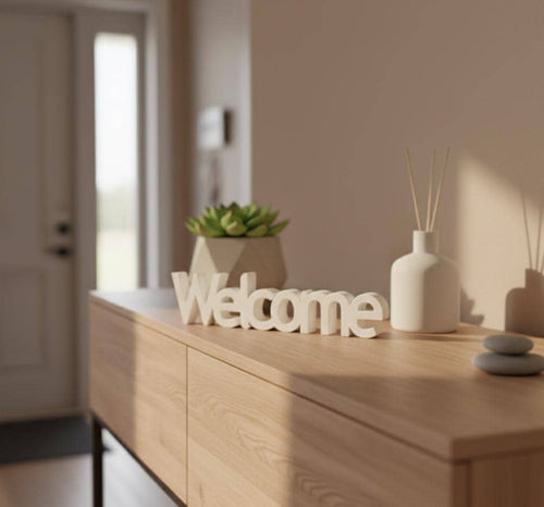 3D Printed Welcome Sign – Modern Minimalist Freestanding Home Décor