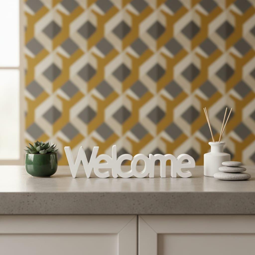 3D Printed Welcome Sign – Modern Minimalist Freestanding Home Décor