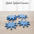 Blue Splash Coasters Set of 4 | Modern 3D Printed Drink Mats