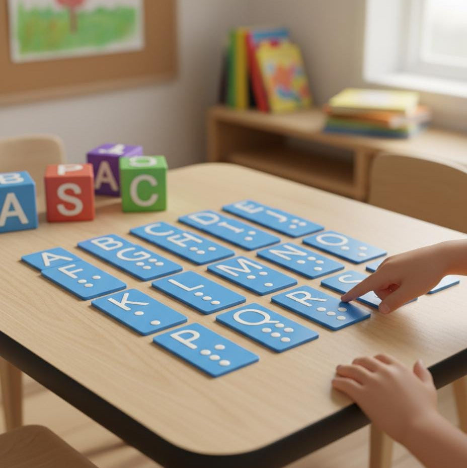 Braille Alphabet Tile Set | 3D Printed Tactile Montessori Learning Toy