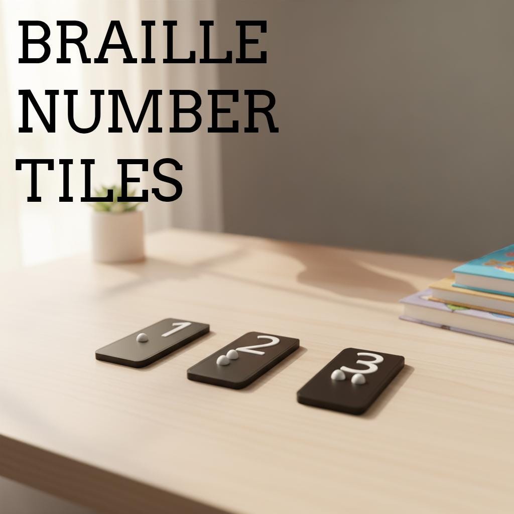 Braille Number Tiles Set