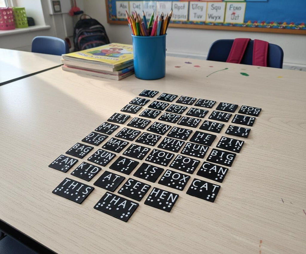 Braille Reading Cards – CVC & Sight Words Learning Set for Visually Impaired