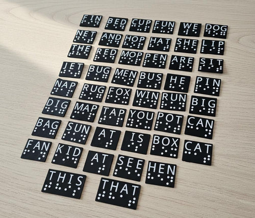Braille Reading Cards – CVC & Sight Words Learning Set for Visually Impaired