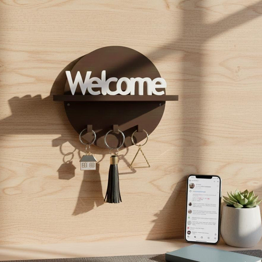 Compact 3D Printed Wall Key Holder | Modern 7x7 Entryway Organizer