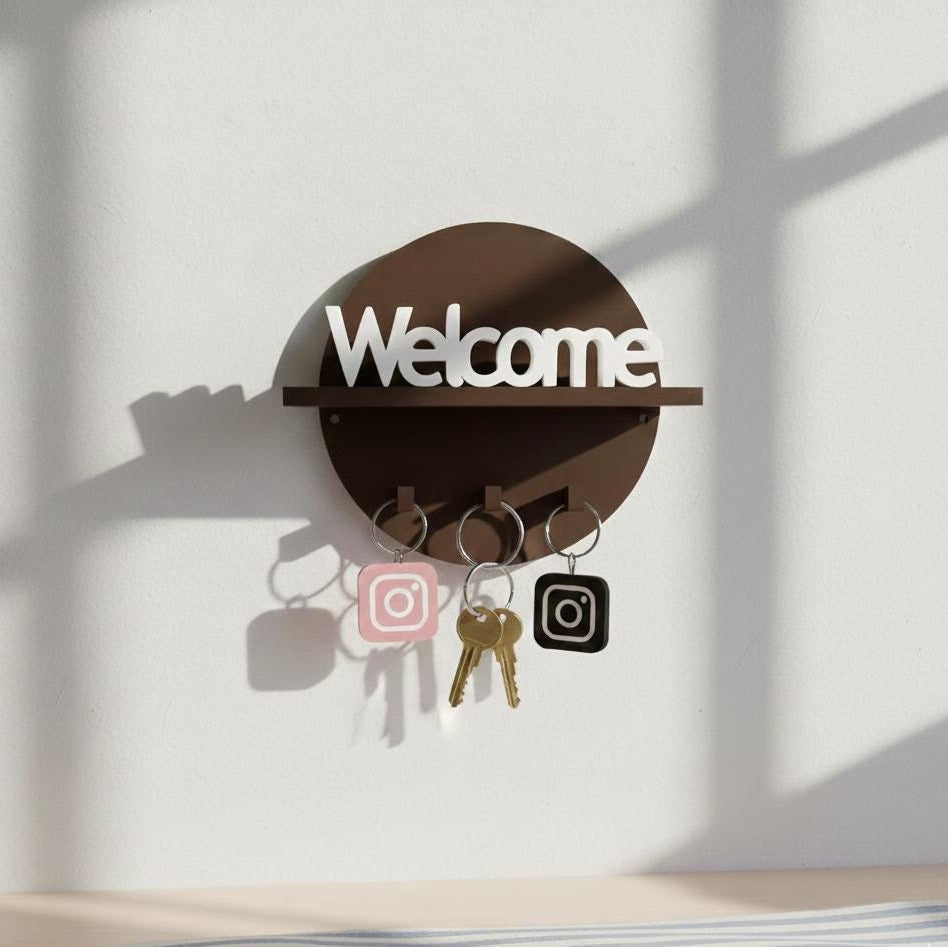Compact 3D Printed Wall Key Holder | Modern 7x7 Entryway Organizer