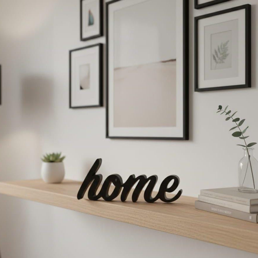Cursive "home" Sign | 3D Printed Modern Farmhouse Shelf Decor