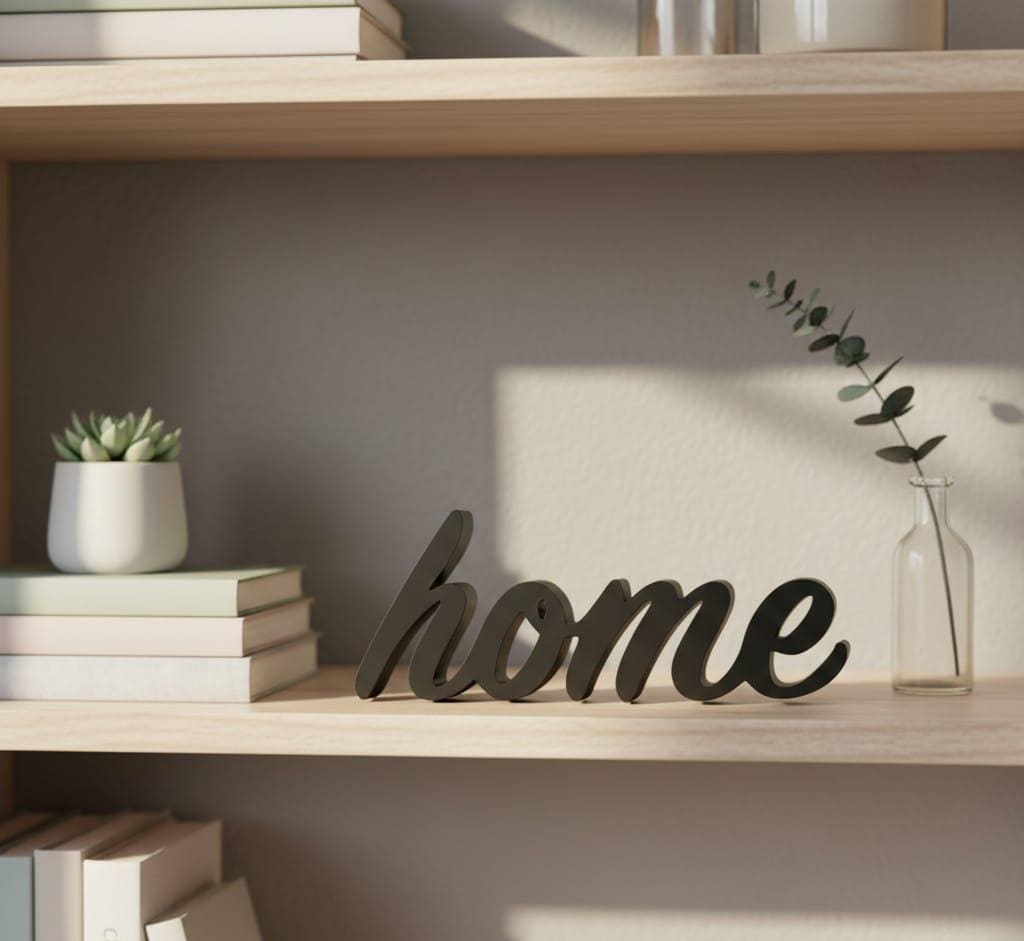 Cursive "home" Sign | 3D Printed Modern Farmhouse Shelf Decor