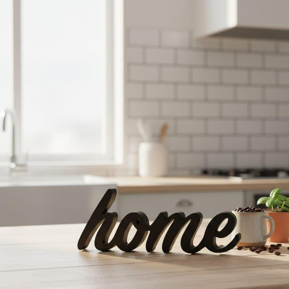 Cursive "home" Sign | 3D Printed Modern Farmhouse Shelf Decor