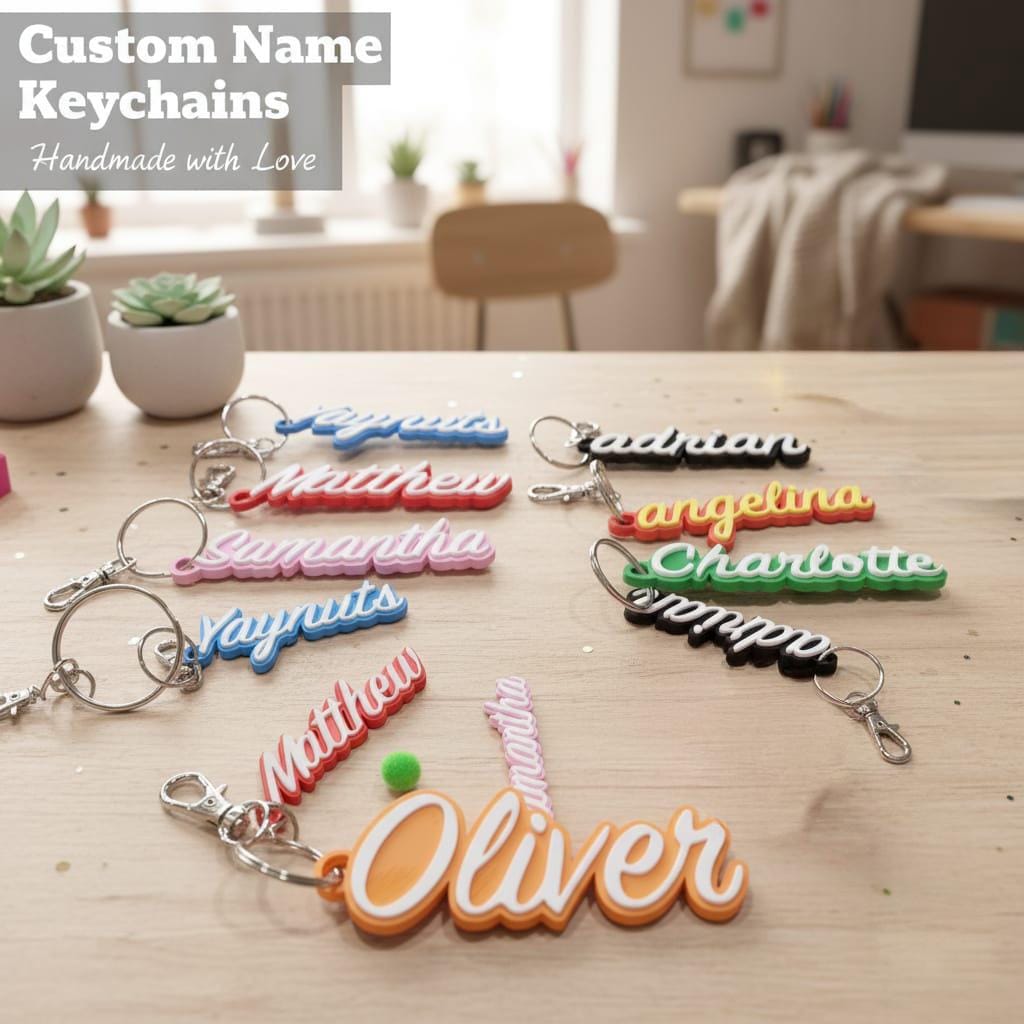 Custom Name Keychain | 3D Printed Personalized Backpack Tag & Key Charm
