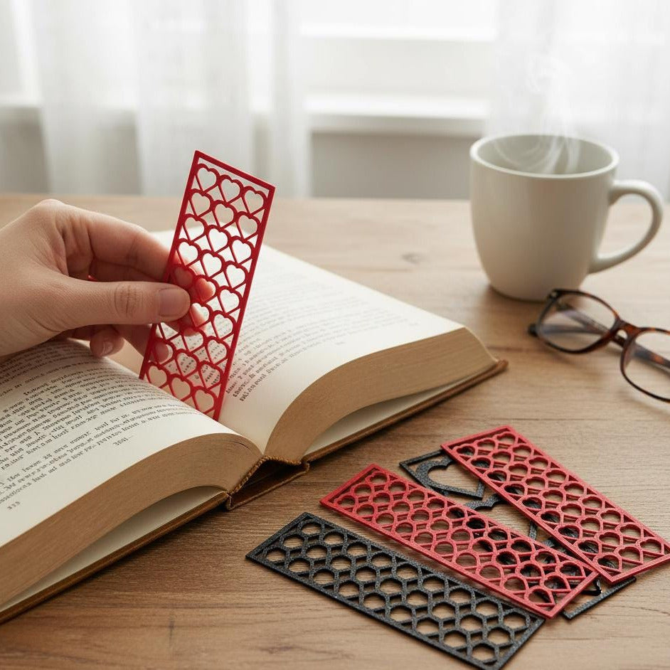 Geometric 3D Printed Bookmark Set of 4 | Ultra-Thin Stencil & Page Marker
