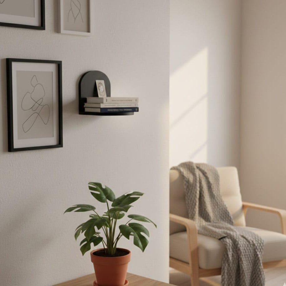 Invisible Floating Bookshelf | 3D Printed Modern Arch Wall Mount
