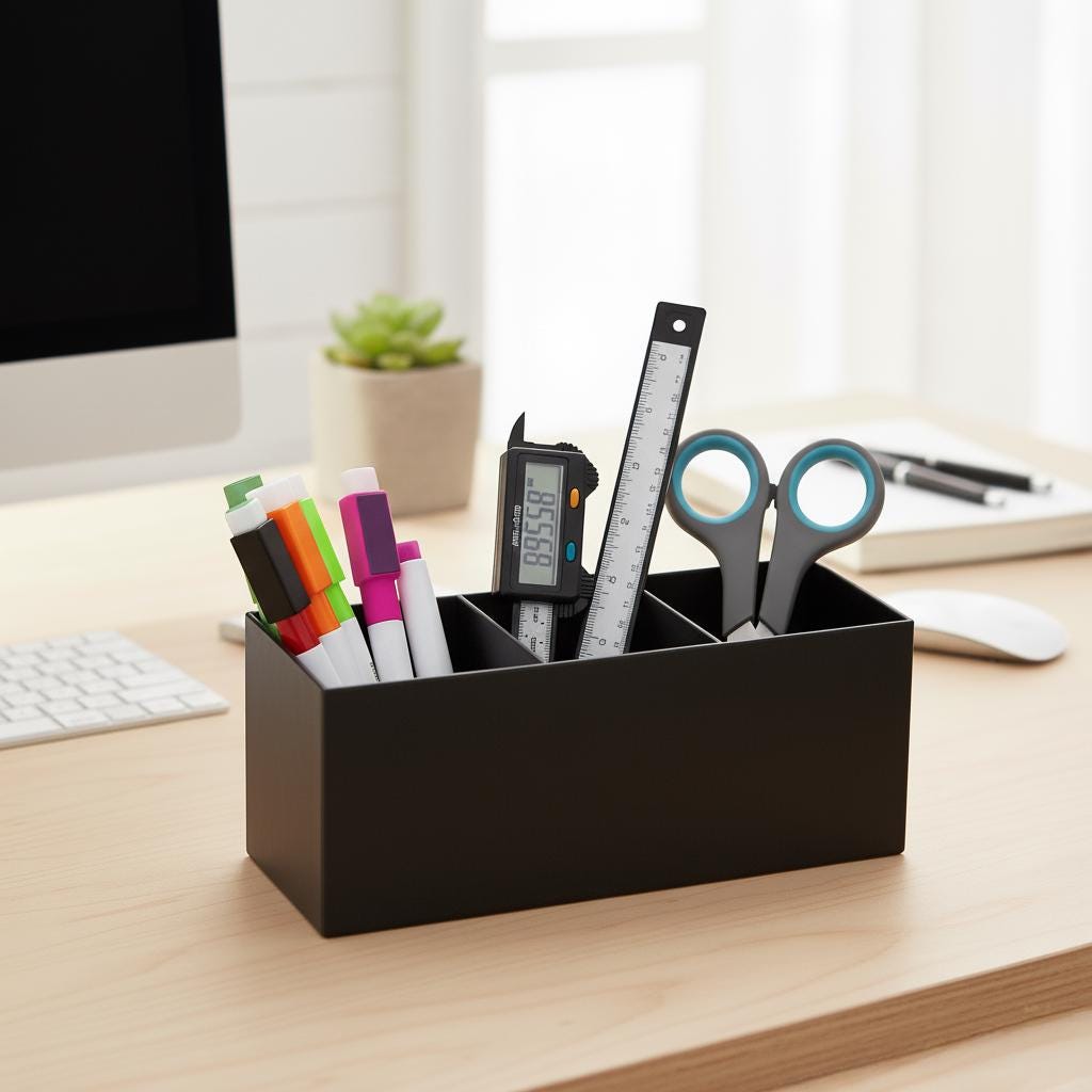 Minimalist 3-Slot Vanity Organizer – Modern Makeup Brush & Desk Pen Holder