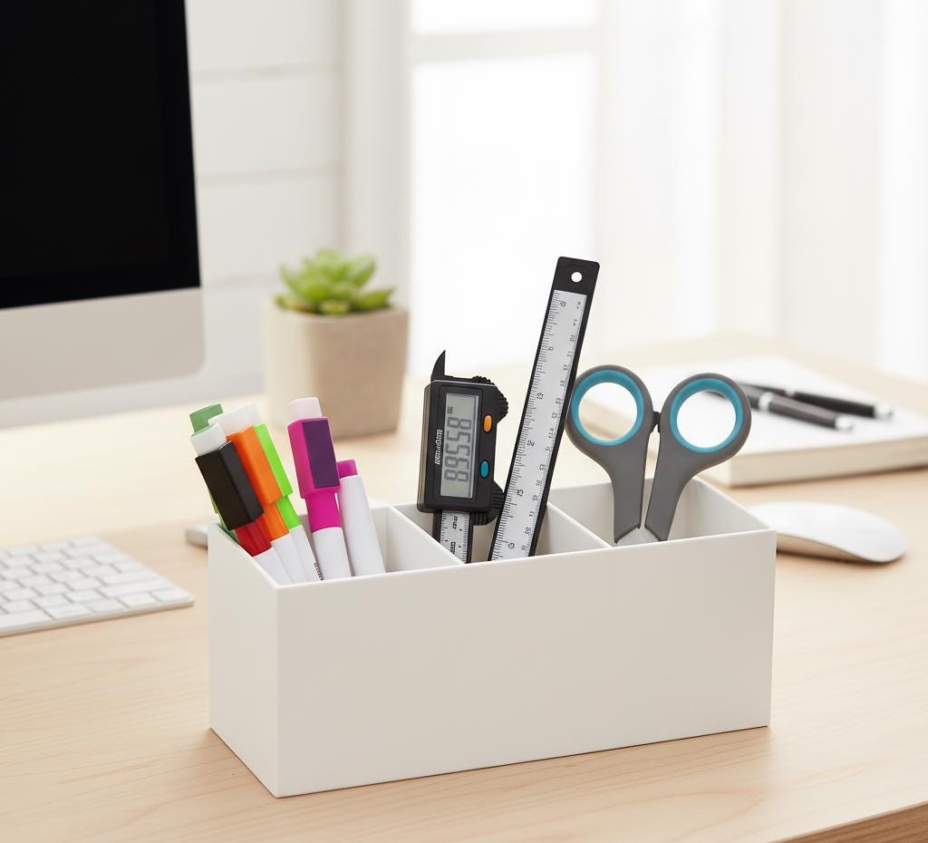 Minimalist 3-Slot Vanity Organizer – Modern Makeup Brush & Desk Pen Holder