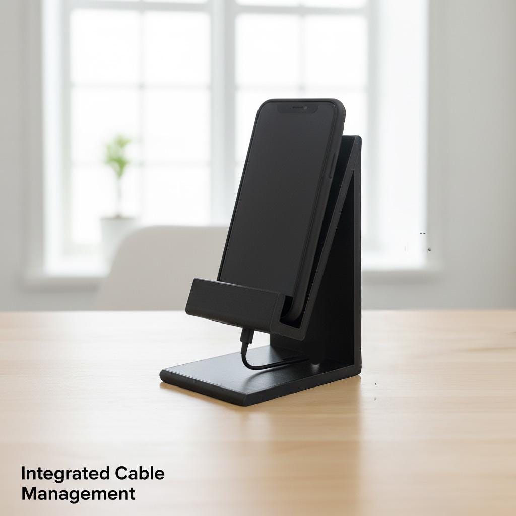 Minimalist 3D Printed Phone Stand | Modern Desktop Holder with Charging Slot