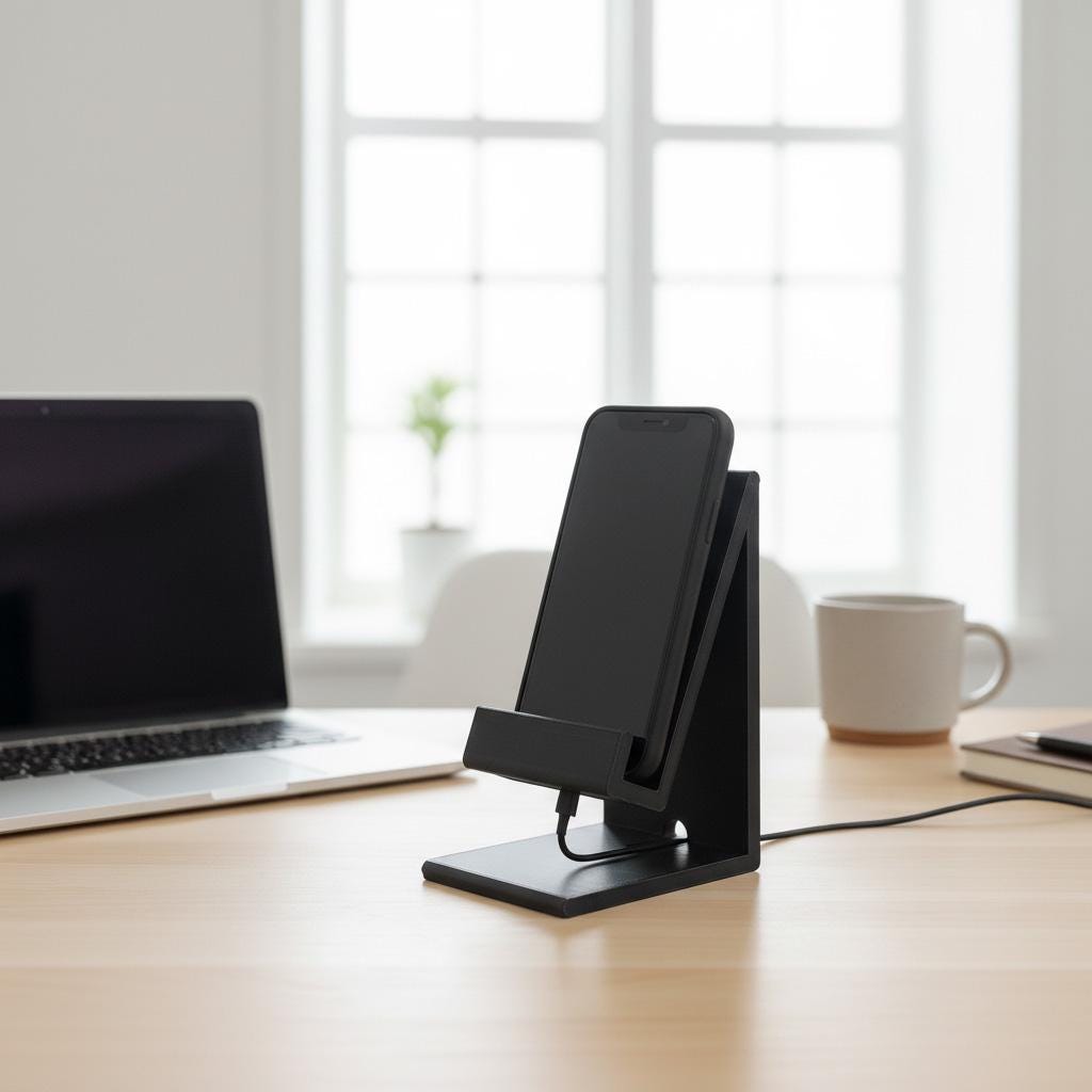 Minimalist 3D Printed Phone Stand | Modern Desktop Holder with Charging Slot