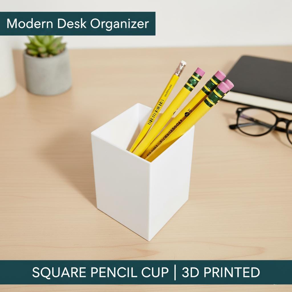 Minimalist Geometric Pen Holder | Modern 3D Printed Desk Organizer