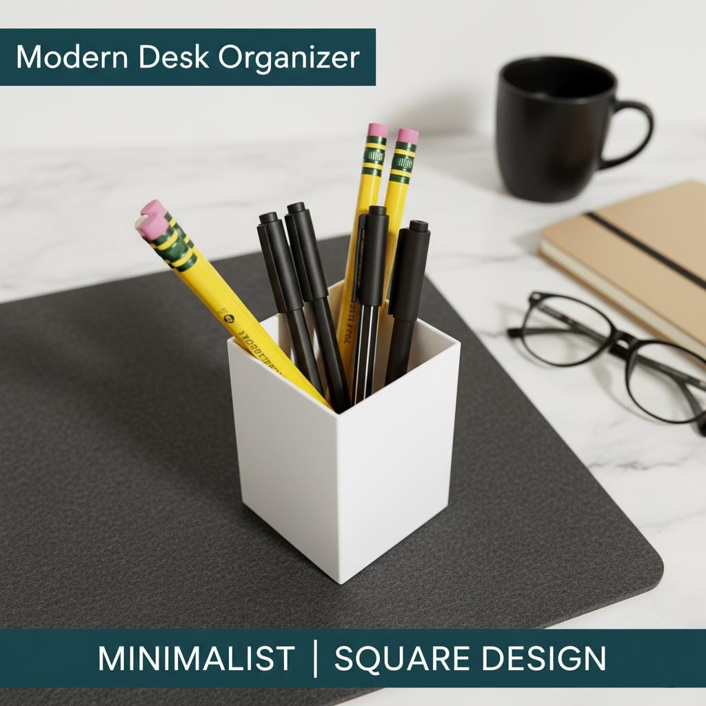 Minimalist Geometric Pen Holder | Modern 3D Printed Desk Organizer