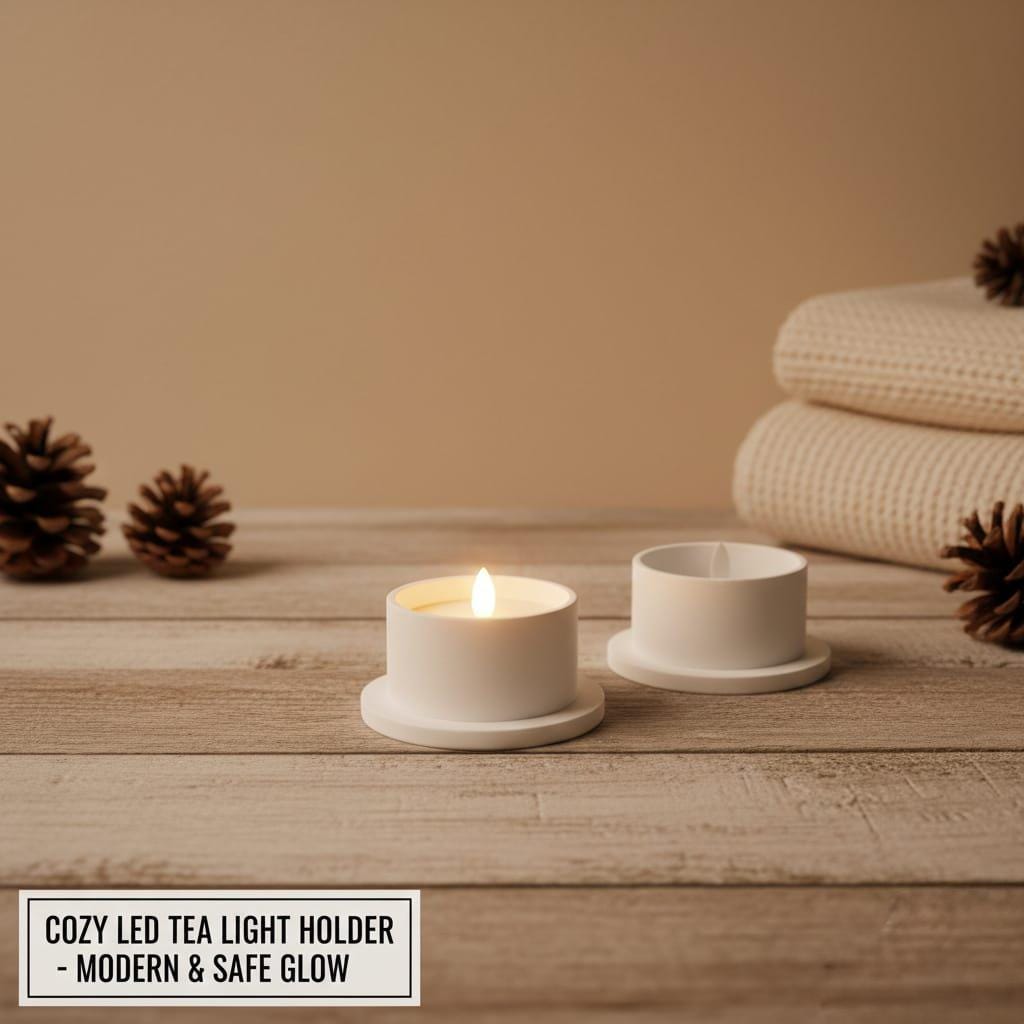 Minimalist Tealight Holders Set of 4 – Modern LED Candle Table Centerpiece