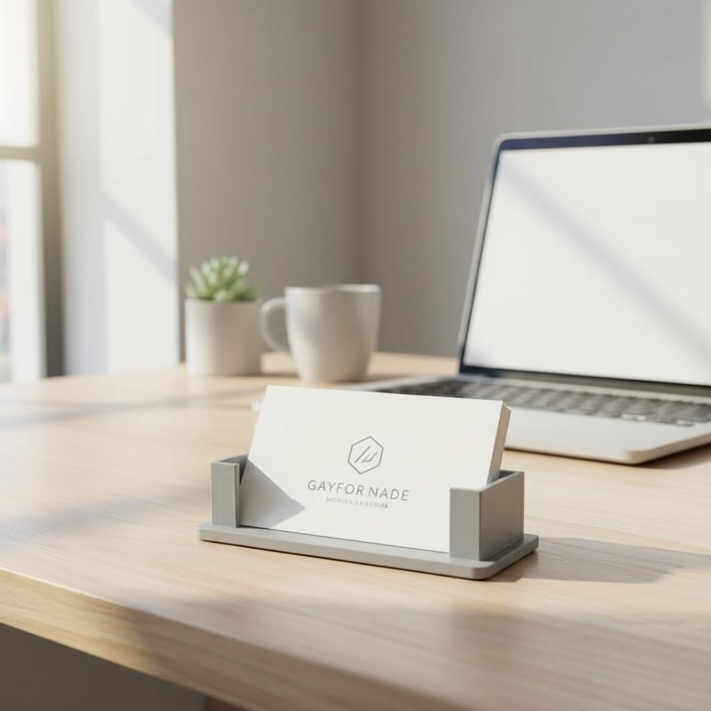 Modern 3D Printed Business Card Holder | Geometric Desktop Display Stand