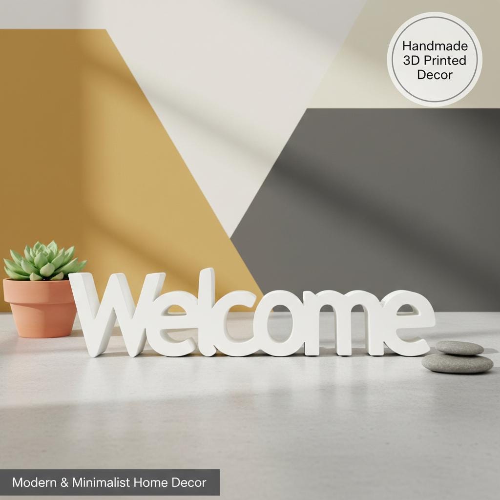 Modern 3D Printed Entryway Key Holder Shelf & Welcome Sign-5