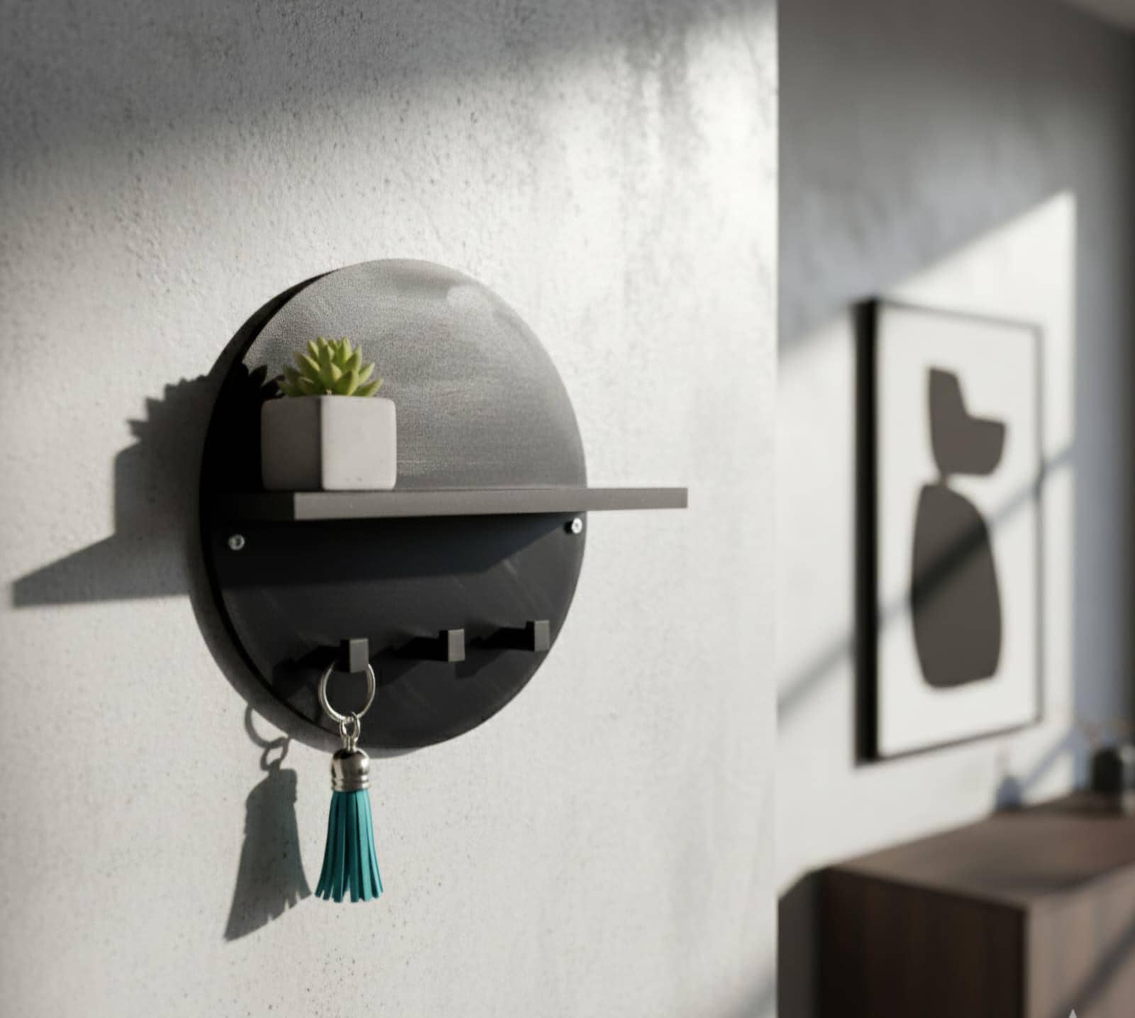 Modern 3D Printed Entryway Key Holder Shelf & Welcome Sign