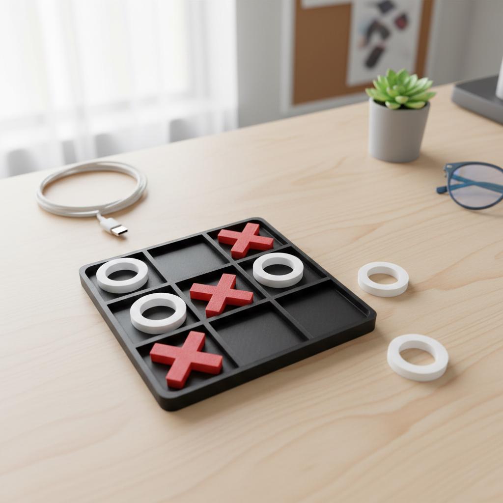 Modern 3D Printed Tic Tac Toe Set | 6-Inch Desktop Game & Coffee Table Decor