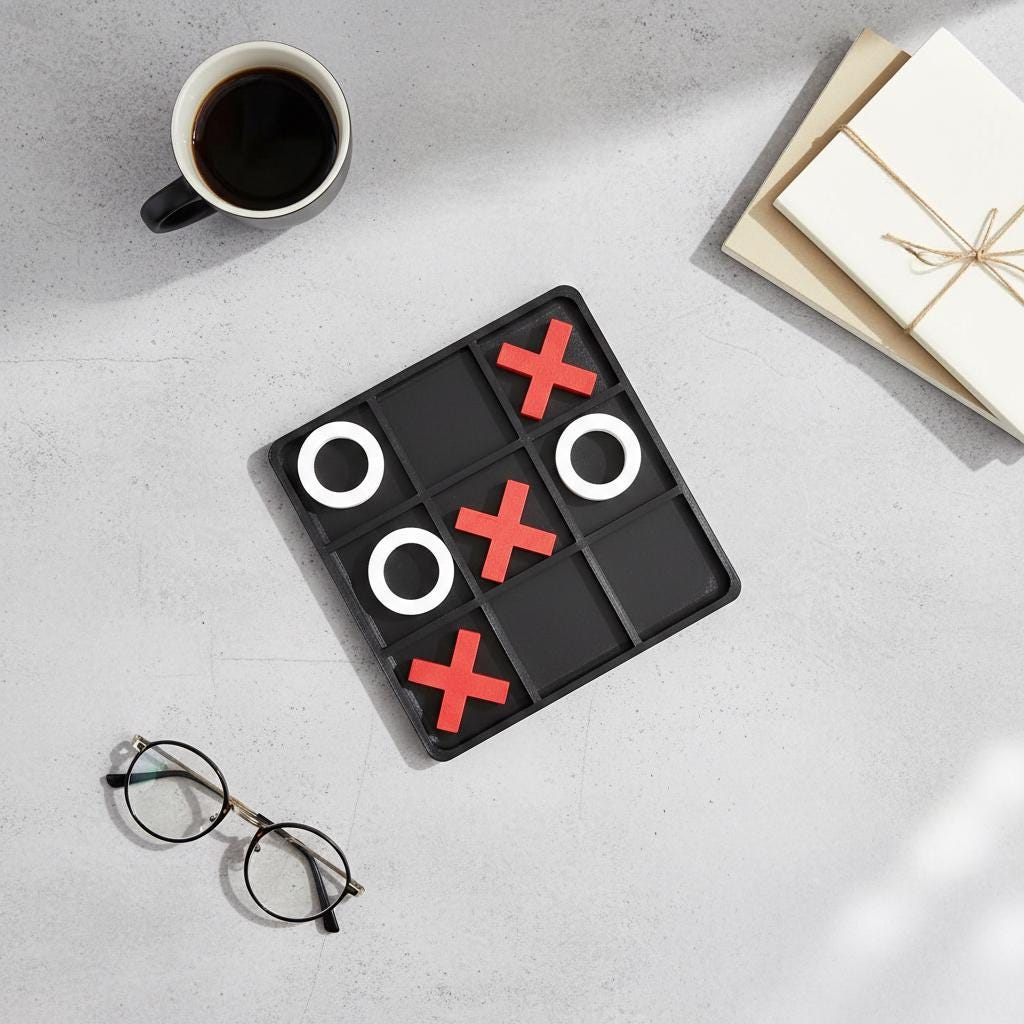 Modern 3D Printed Tic Tac Toe Set | 6-Inch Desktop Game & Coffee Table Decor