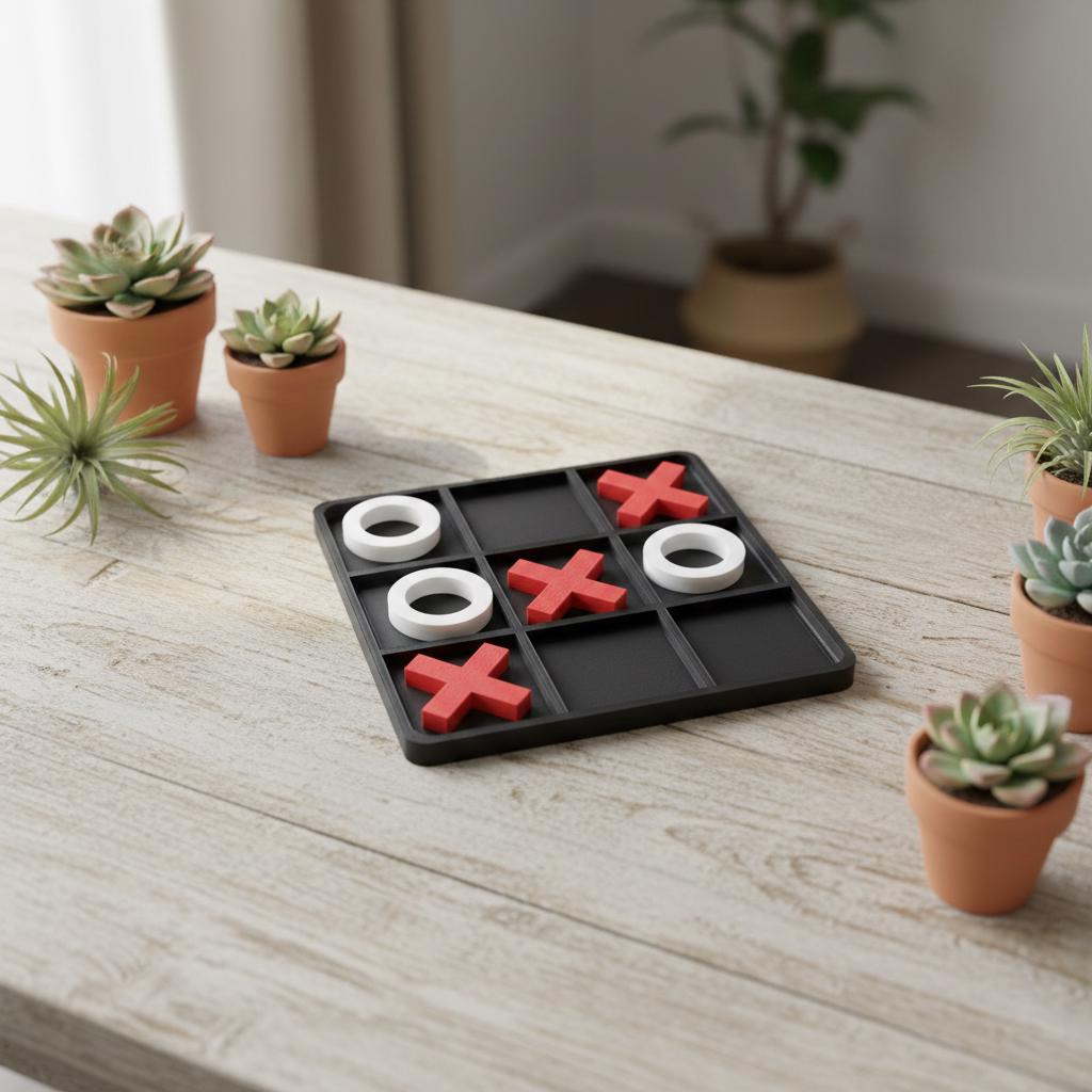 Modern 3D Printed Tic Tac Toe Set | 6-Inch Desktop Game & Coffee Table Decor