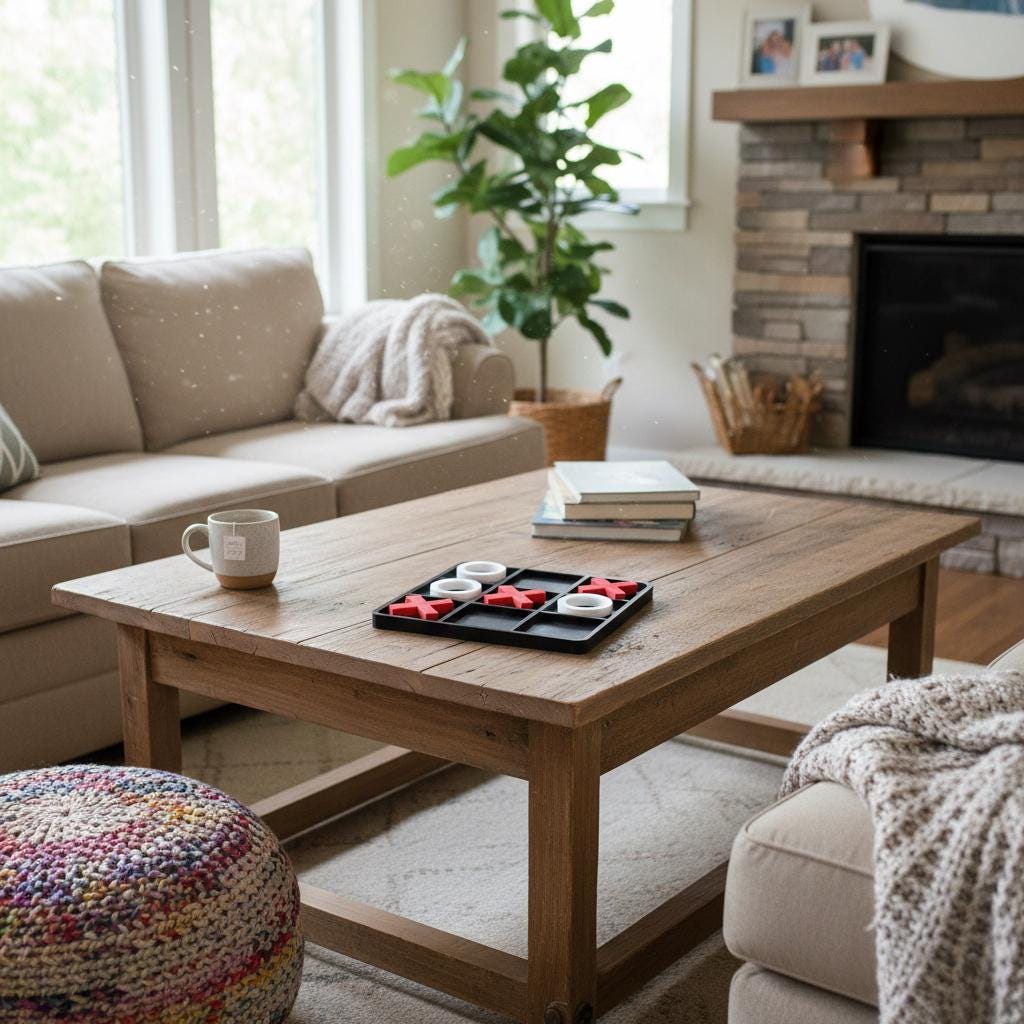 Modern 3D Printed Tic Tac Toe Set | 6-Inch Desktop Game & Coffee Table Decor