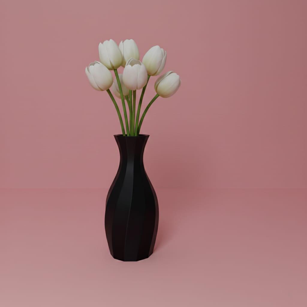 Modern Black and White Vase Set | 7-Inch 3D Printed Minimalist Home Decor
