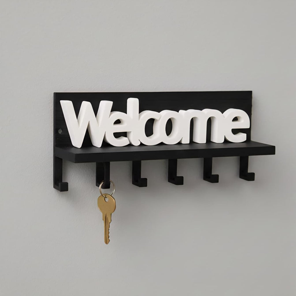 Modern Fluted Key Holder with Shelf | 8-Inch 3D Printed Entryway Organizer