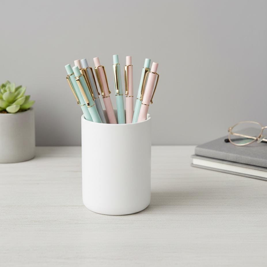 Modern Minimalist White Pen Holder | 3-Inch 3D Printed Desk Organizer