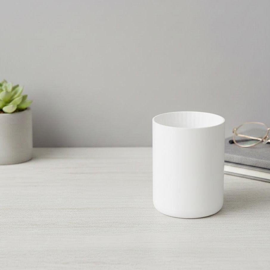 Modern Minimalist White Pen Holder | 3-Inch 3D Printed Desk Organizer