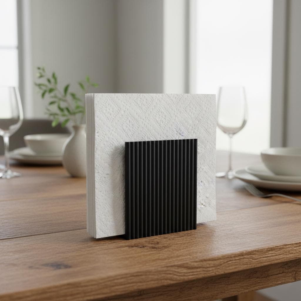 Modern Ribbed Napkin Holder | 3D Printed Minimalist Kitchen Table Organizer
