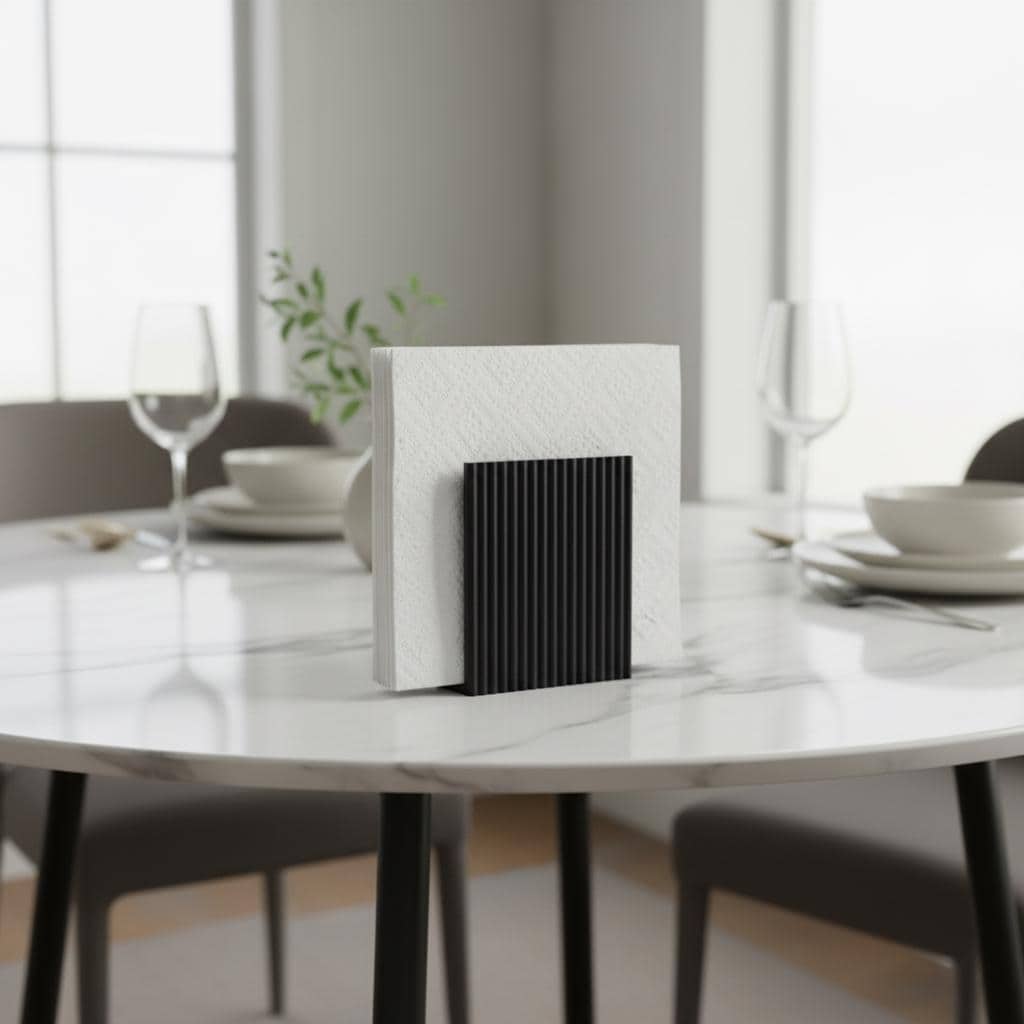 Modern Ribbed Napkin Holder | 3D Printed Minimalist Kitchen Table Organizer