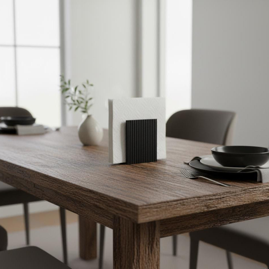 Modern Ribbed Napkin Holder | 3D Printed Minimalist Kitchen Table Organizer