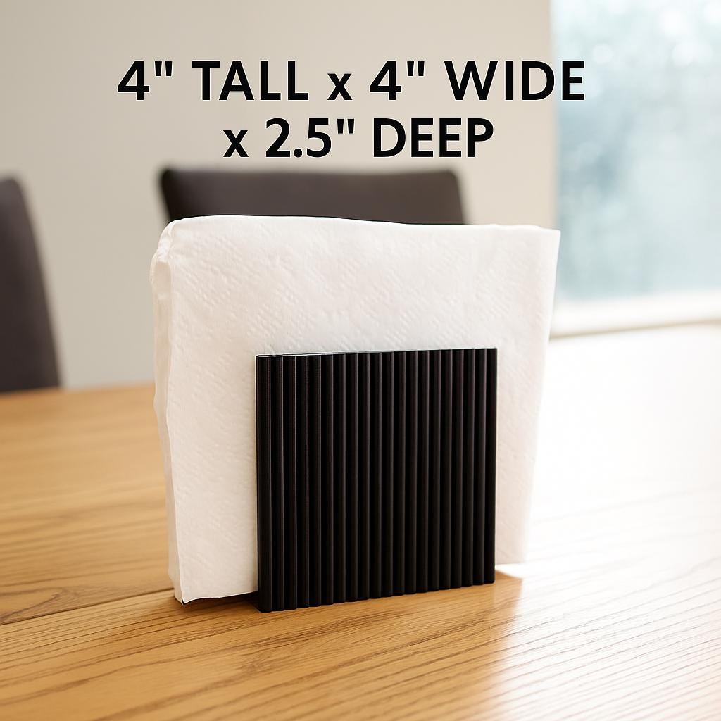 Modern Ribbed Napkin Holder Set | Black & White 3D Printed Decor