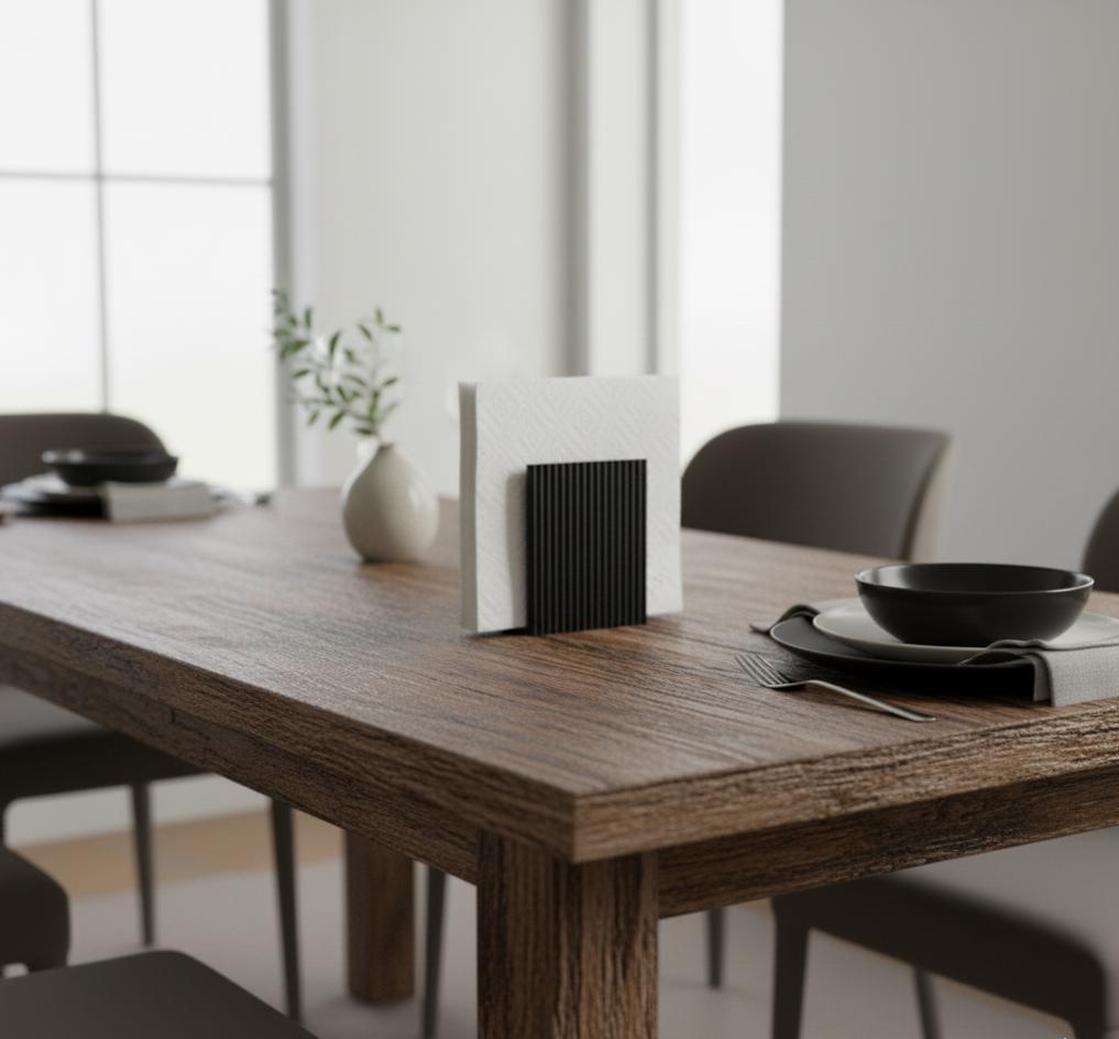 Modern Ribbed Napkin Holder Set | Black & White 3D Printed Decor