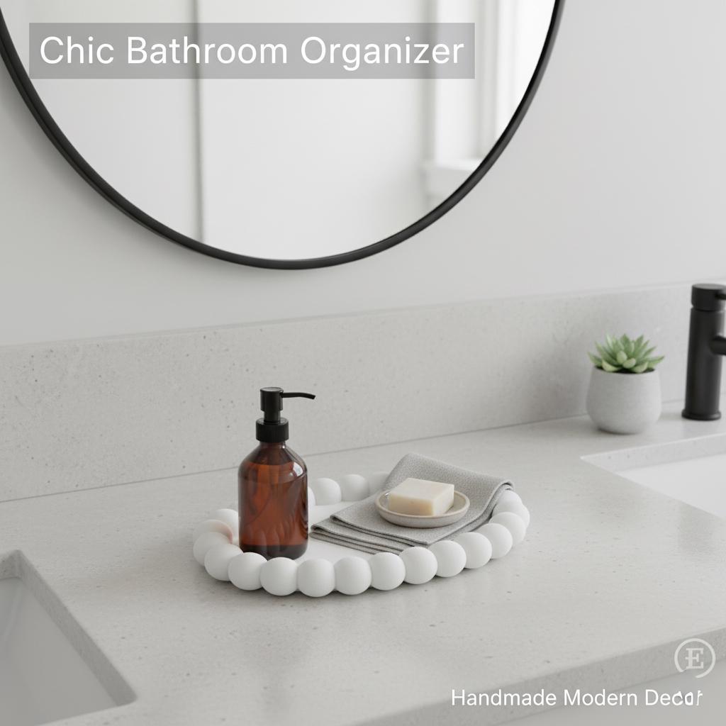 Modern Scalloped Oval Tray | 3D Printed Beaded Bubble Catchall Dish