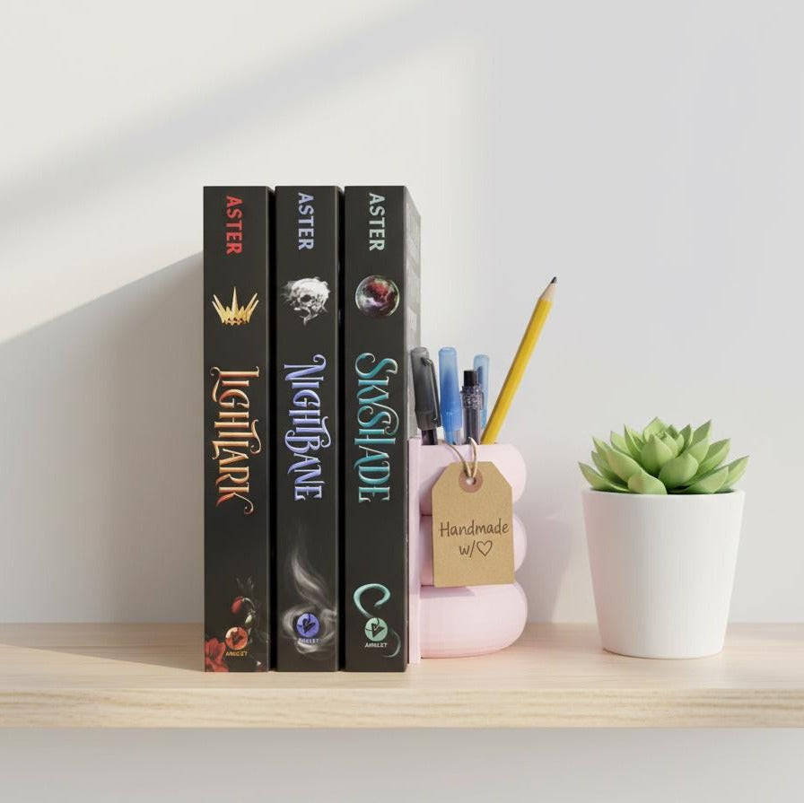 Multipurpose 3D Printed Bookend | Minimalist Pen Holder & Bookmark Nook