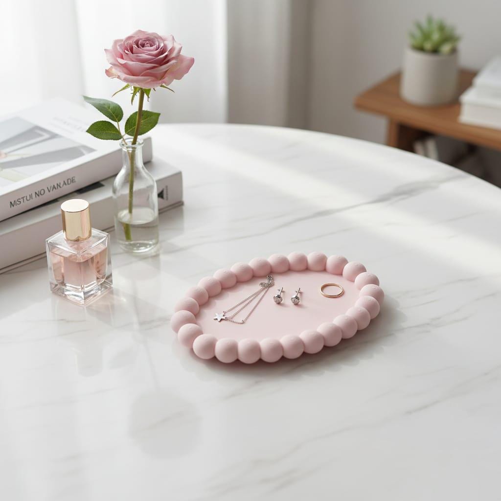 Pink Bubble Edge Trinket Tray | 3D Printed Aesthetic Jewelry Dish