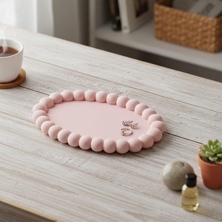 Pink Bubble Edge Trinket Tray | 3D Printed Aesthetic Jewelry Dish