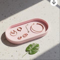 Pink Oval Trinket Tray | 3D Printed Minimalist Jewelry Dish & Key Catchall