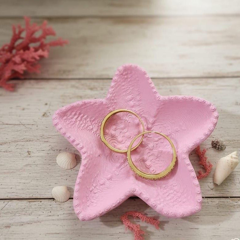 Pink Starfish Ring Dish | 3D Printed Coastal Jewelry Tray
