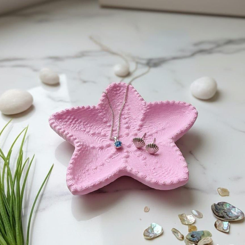 Pink Starfish Ring Dish | 3D Printed Coastal Jewelry Tray