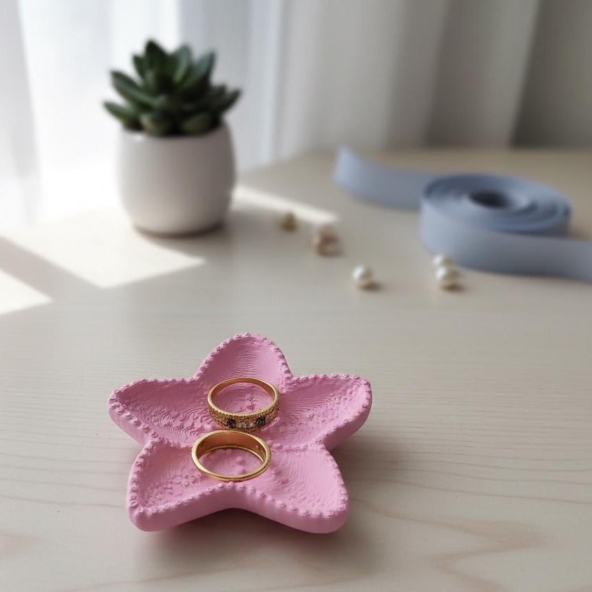 Pink Starfish Ring Dish | 3D Printed Coastal Jewelry Tray